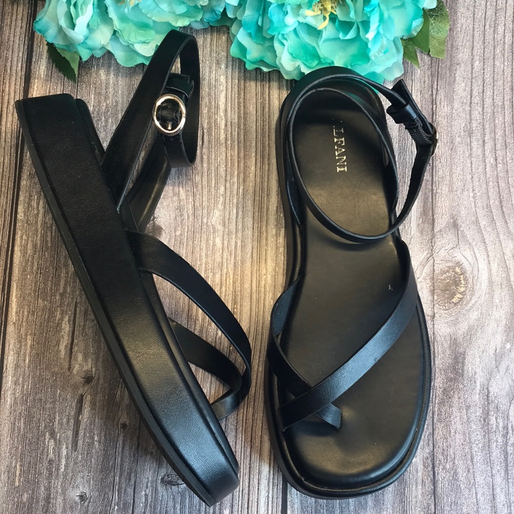 ALFANI Araa Black Flatform Sandals 7.5M